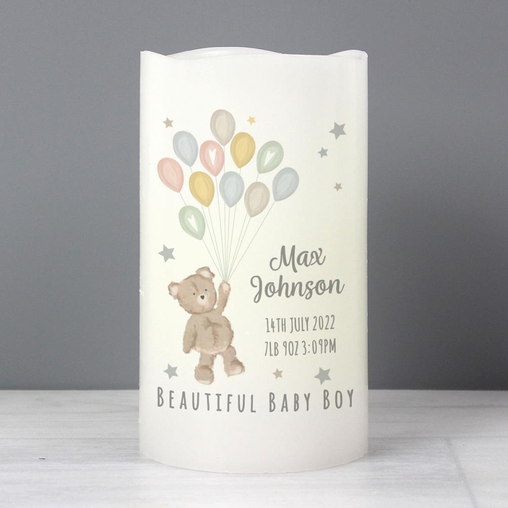 Personalised Teddy & Balloons Nightlight LED Candle Extra Image 1